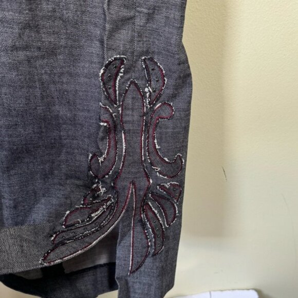 Kenneth Cole Vintage Y2K Embroidered Slit Flare Straight Leg Jean Pant Pocket 10 - Picture 5 of 16